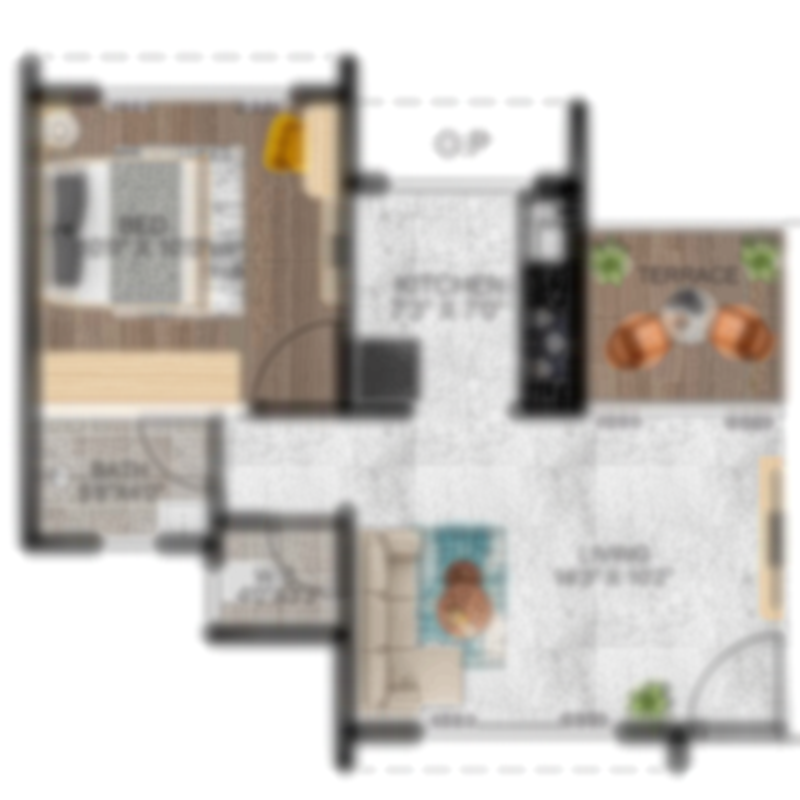 1 BHK - Type 5 - 375 Sq. Ft.