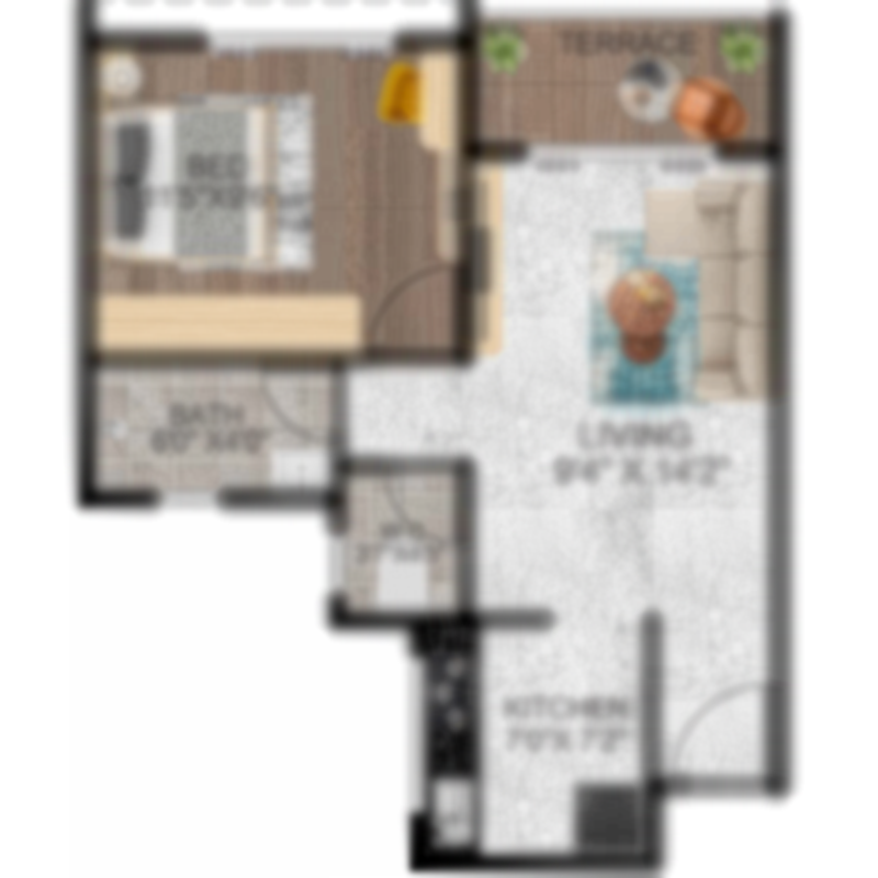 1 bhk type 7 - 383ft